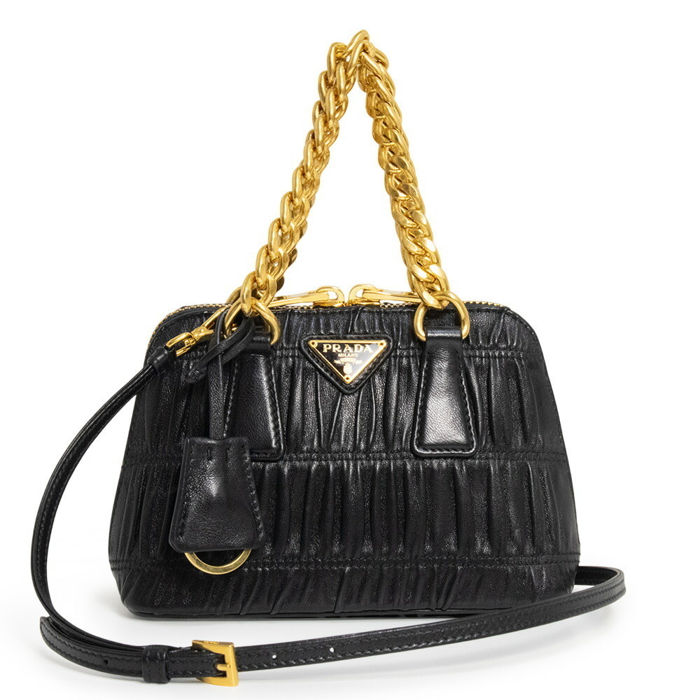 PRADA Chain Shoulder Handbag NAPPA Leather Black